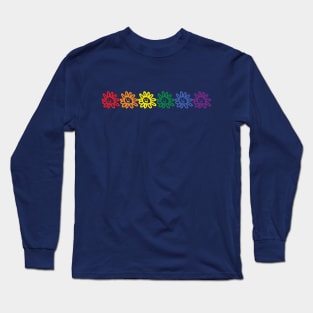 Six Daisy Smiley Faces Pride Rainbow Color Long Sleeve T-Shirt